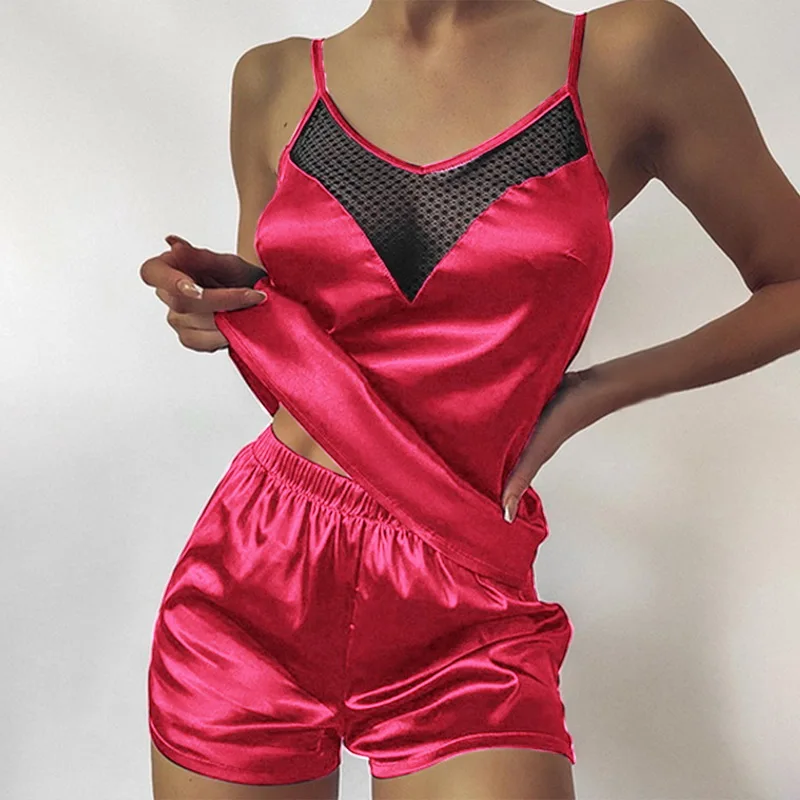 Satin Pajamas Sexy Lace Pijama Nightie 