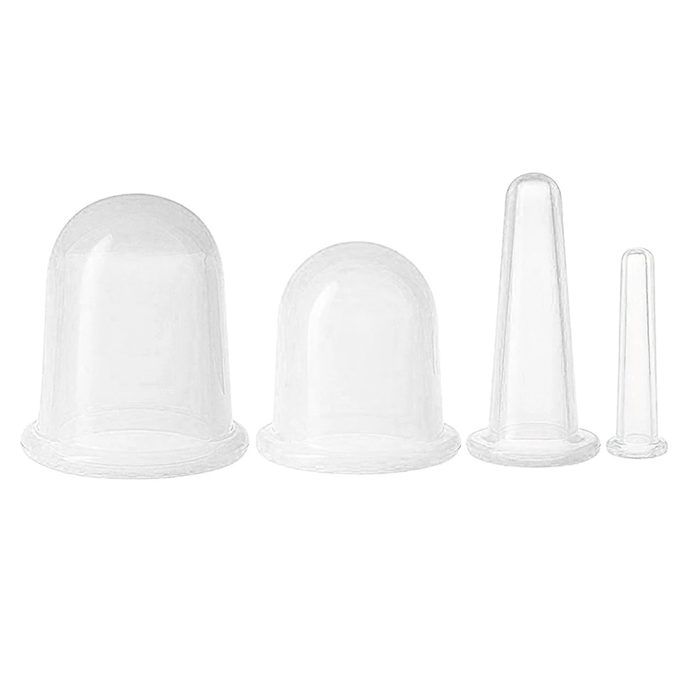 4 шт Силиконовые вакуумные банки для терапии устройства массажные чашки набор для задней шеи всего тела - Цвет: Clear