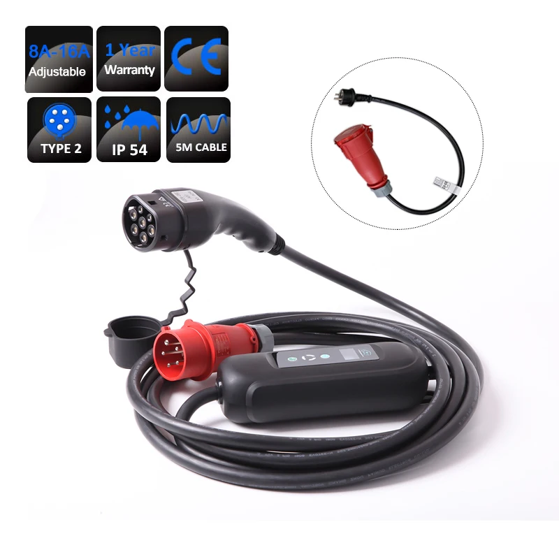 

Тип 2 16A 11 кВт IEC 62196 3-фазная быстрая зарядная станция EV портативная с разъемом IEC 62752