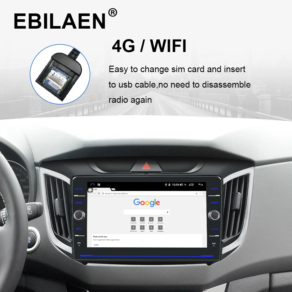 EBILAEN автомобильный Радио мультимедийный плеер для hyundai Creta IX25 2Din Android 8,1 Авторадио gps навигация магнитофон Аудио Видео