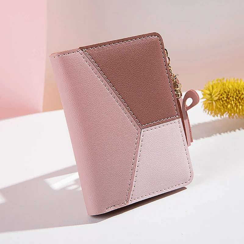 Leather Coin Purse Simple Style Short Wallet for Women Girls