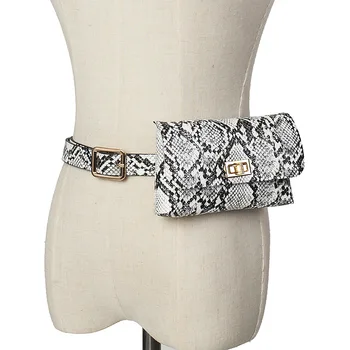 

2020 New Snake Print Belt Bag Women Serpentine PU Leather fashion Waist Bags Female Fanny Pack Mobile Phone Bag Waist Packs