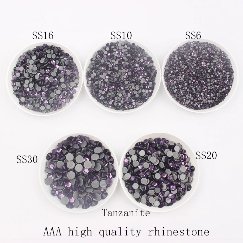 

Whole sale Tanzanite High Quality Hotfix Rhinestones Four size A++ ss6-ss30 BIG pack Crystals rhinestone DIY For Bags Shoes