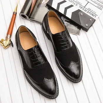 

high quality mens fashion party banquet dresses soft PU leather bullock shoes pointed toe gentlemen brogue shoe