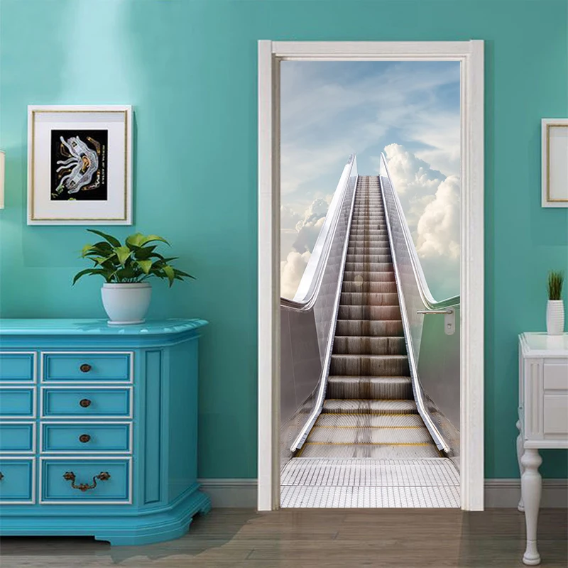 Печатное искусство дверь стикер DIY ремонт Фреска водонепроницаемый лестница пейзаж Картина самоклеящаяся Новая Домашняя отделка спальни