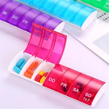 

Hot Sale Splitters Storage Dispenser Weekly 7 Days Pill Case Medicine Storage Tablet Pill Holder Medicine Organizer Pill Box