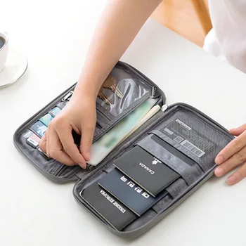 

Men Women Travel Wallet Large Capacity Organizer Tear Resistant Passport Holder Oxford Cloth Waterproof With Strap Cards Storage