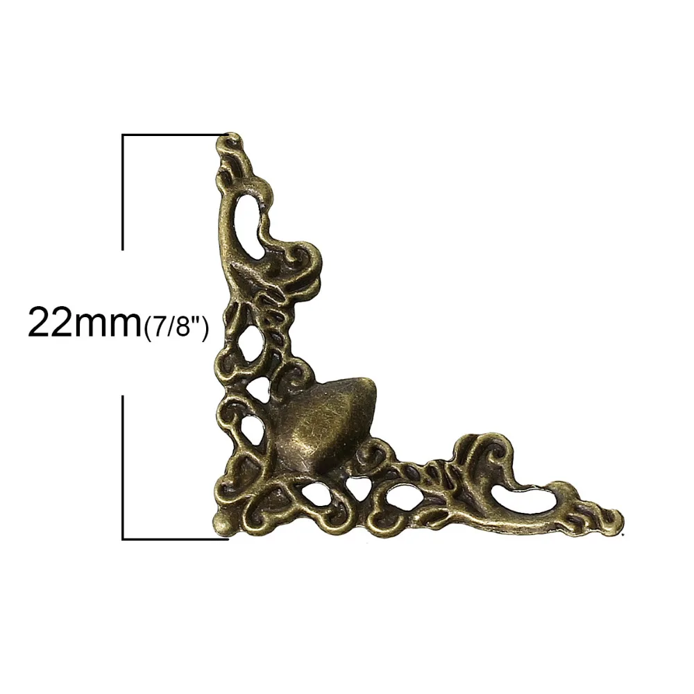 DoreenBeads фурнитура для украшений филигранные Обертывания Разъемы треугольник античная бронза 22 мм x 22 мм, 9 шт