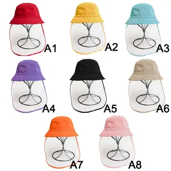 

Kids Dustproof Anti Spitting Protective Mask Visor Hat Face Shield Fisherman Outdoor windproof dustproof insectproof sun Cap
