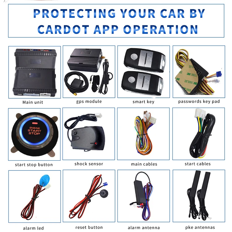 Cardot gps gsm Pke Автосигнализация 4g дистанционный стартер умный двигатель старт стоп