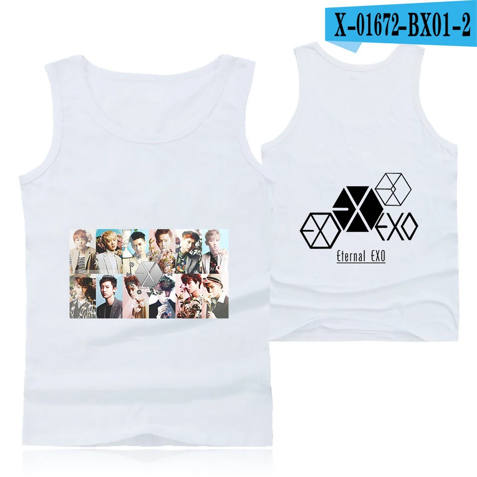 EXO vocal concertprint Модная стильная хипстерская Повседневная Удобная популярная летняя одежда с круглым вырезом без рукавов для мужчин и женщин - Цвет: G