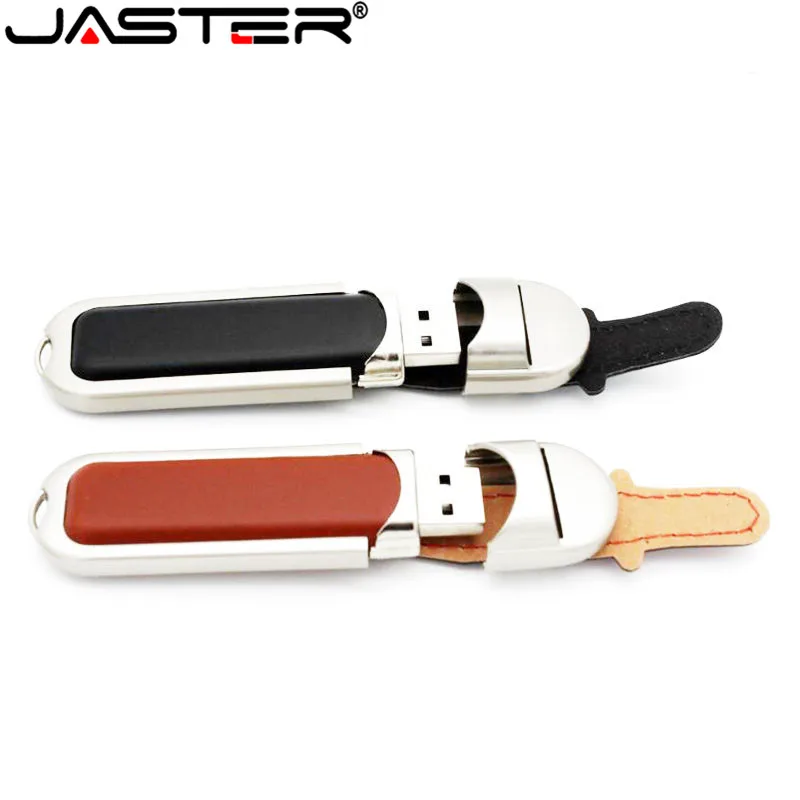 JASTER Пользовательский логотип компании скорость USB 2,0 кожаная вспышка 4 ГБ 8 ГБ 16 ГБ 32 ГБ 64 Гб металлический Флешка 2,0 интерфейс флэш-памяти