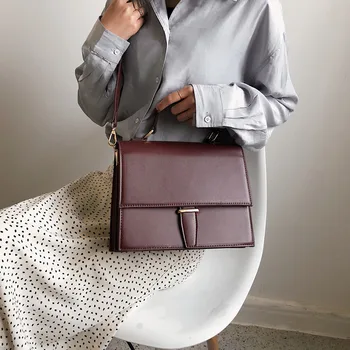 

New Simple Small Square Handbag Female Shoulder Bag Korean Messenger PU leather large capacity crossbody phone bags dropshipping