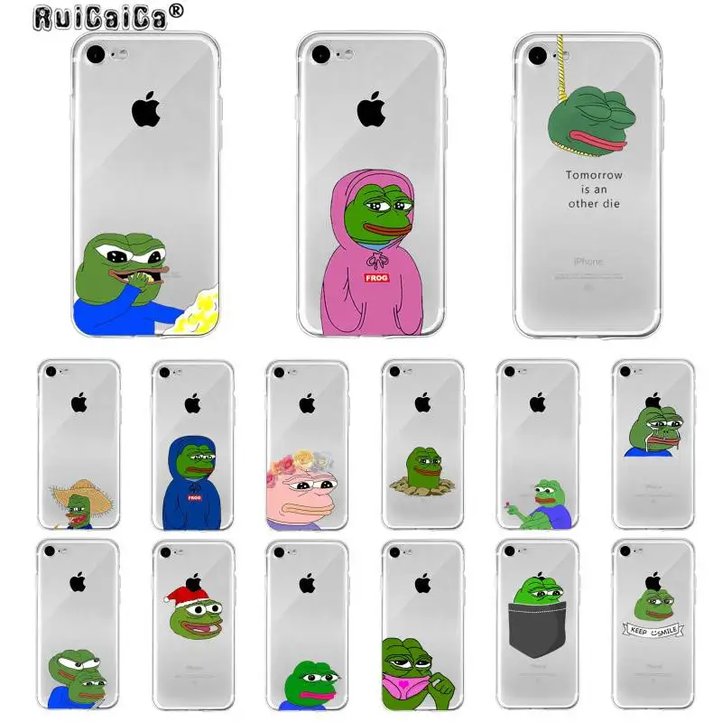 RuiCaiCa Pepe Memes Sad Frog мягкий прозрачный ТПУ чехол для телефона iPhone 11 pro XS MAX 8 7 6 6S Plus X 5 5S SE