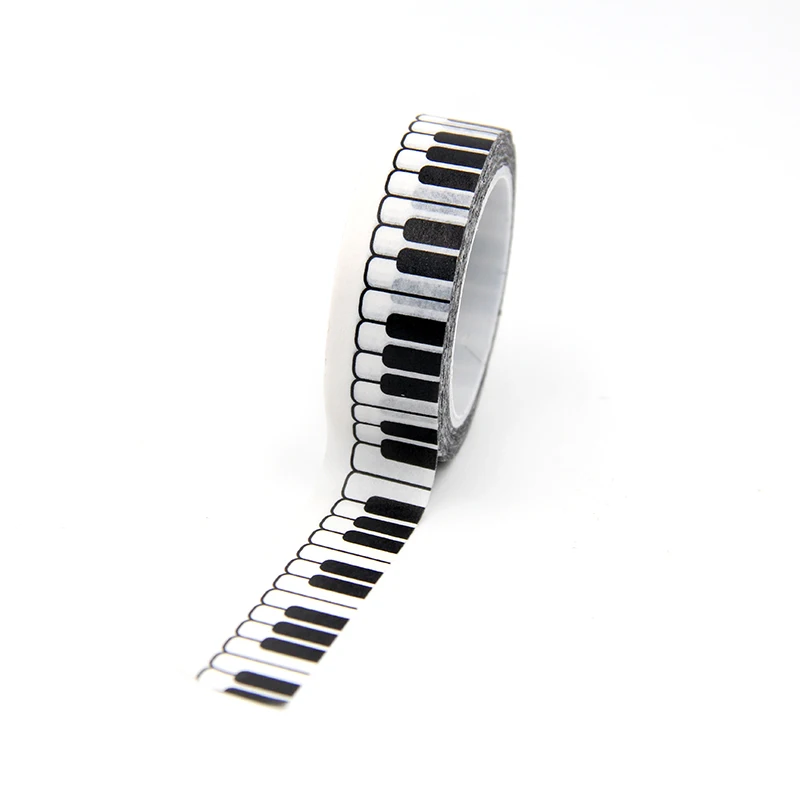 

New 1PC 15MM*10M Piano Buttons White Washi Tape washi stickers DIY Scrapbooking Masking Tape School Office Supply