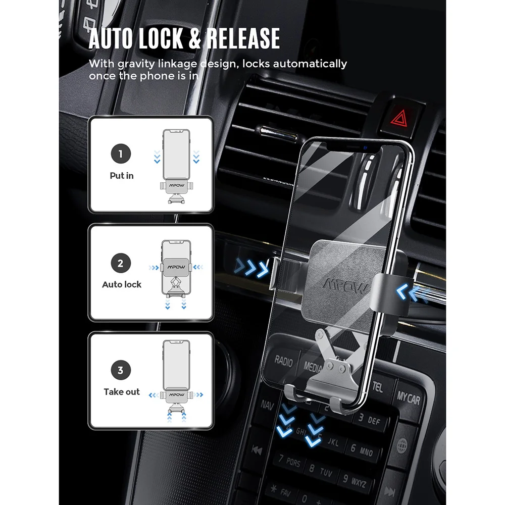 Mpow CA135 гравитационный Автомобильный держатель для телефона авто-зажимное крепление для мобильного телефона для CD слота для iPhone Xs Max huawei P30 Lite