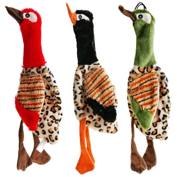

Pet Dog Puppy Cute Squeak Plush Bird Stuffing Interactive Sound Play Toys-Black