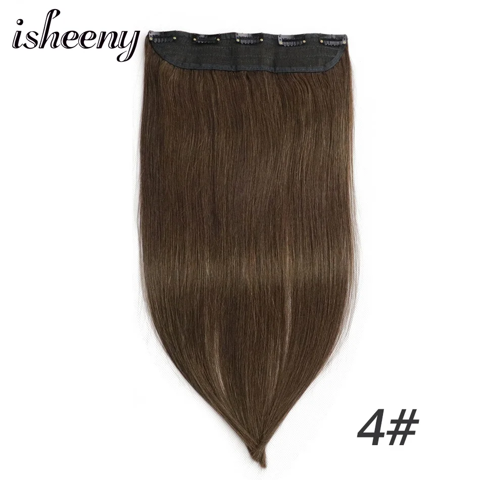 Isheeny 1" 20" 2" 28" Remy клип-в один кусок 20 г натуральные тонкие бразильские человеческие волосы на заколках для наращивания - Цвет: #4