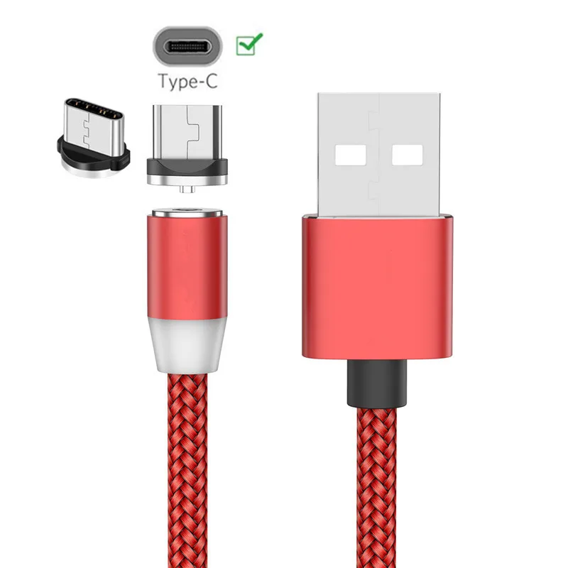 Магнитный кабель type-C Xiaomi mi A3 CC9 Red mi Note 7 светодиодный USB зарядное устройство для samsung A70 huawei P30 lite P20 Pro Google Pixel 3a 3 XL - Тип штекера: Only Red 1M Cable