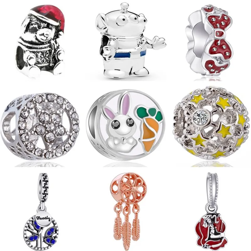 

Fresh Style Crystal Stars Bear House Frog Dreamcatcher Pendants Beads Fit Pandora Charms Bracelets for Women DIY Pulsera