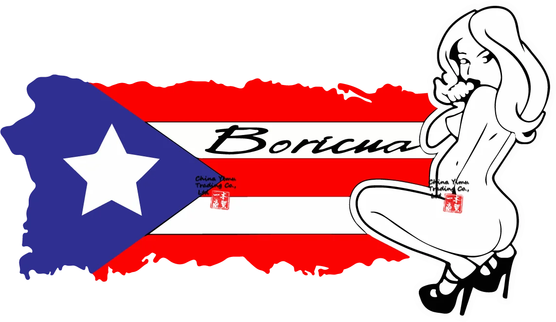 

PUERTO RICO CAR DECAL STICKER ISLAND W NAKED GIRL Suitable for SUV, RV, 4x4,trunk,wall,window