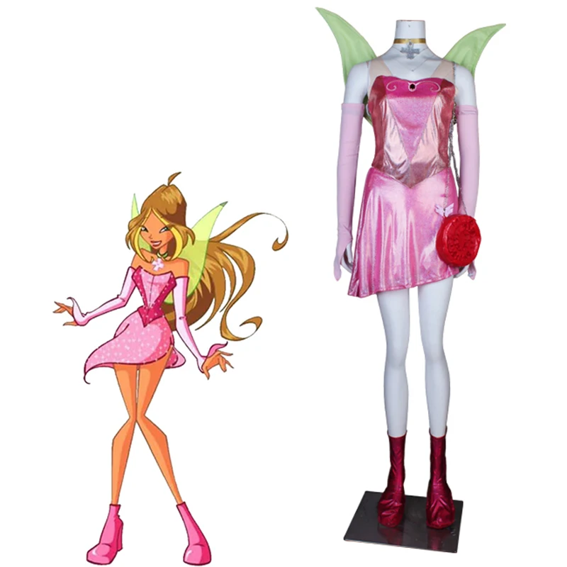Guijarro lo hizo acoplador Disfraz de Winx Clud Flora para mujer, juego de rol de Anime, para Navidad  y Halloween, incluye alas| | - AliExpress