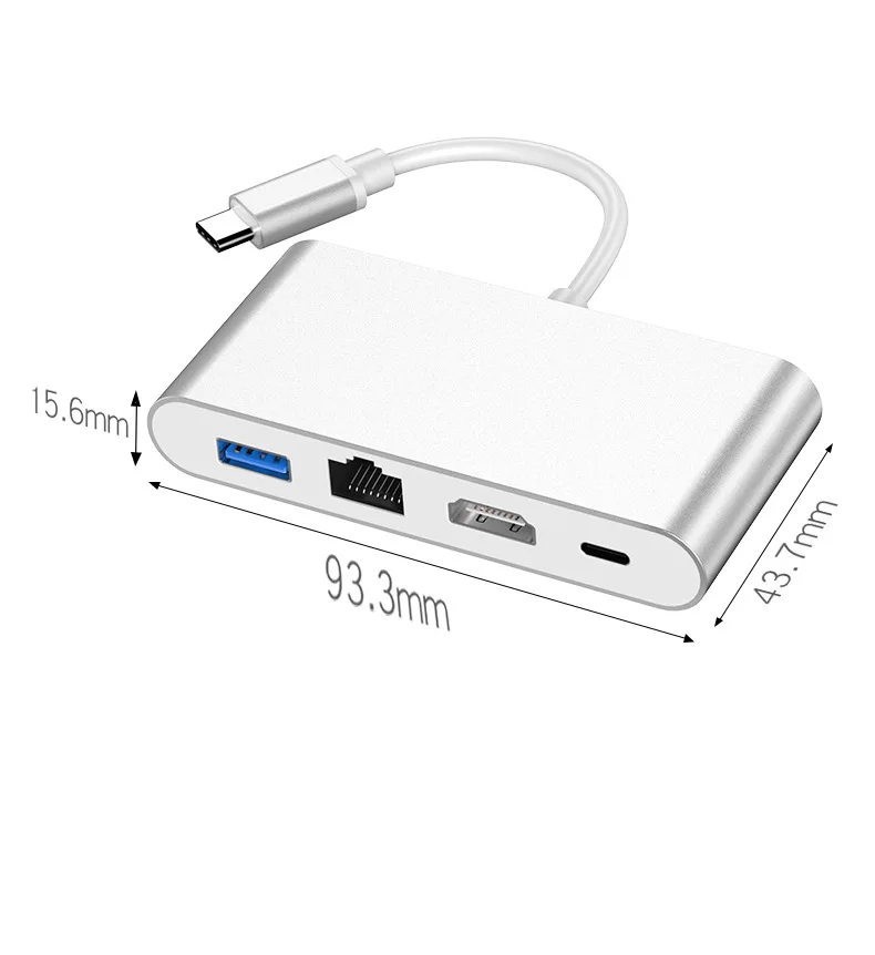TYPE-C к HDMI 4-в-1 конвертер сетевая карта концентратора док-станция с HDMI/usb-хаб