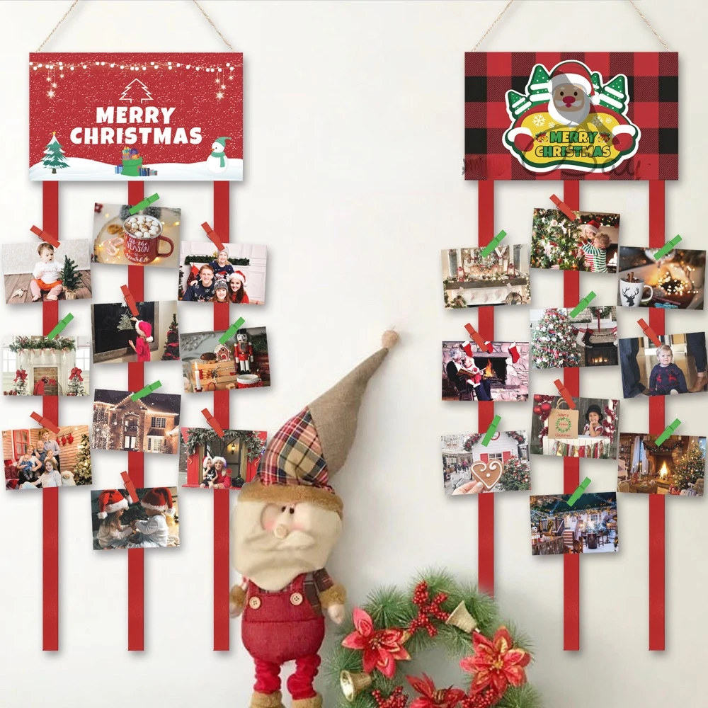 2 Pieces Christmas Decoration Photo Frame Hanging Photos Wall Decoration  Christmas Background Photo Stand With 40 Wooden Clips| | - AliExpress