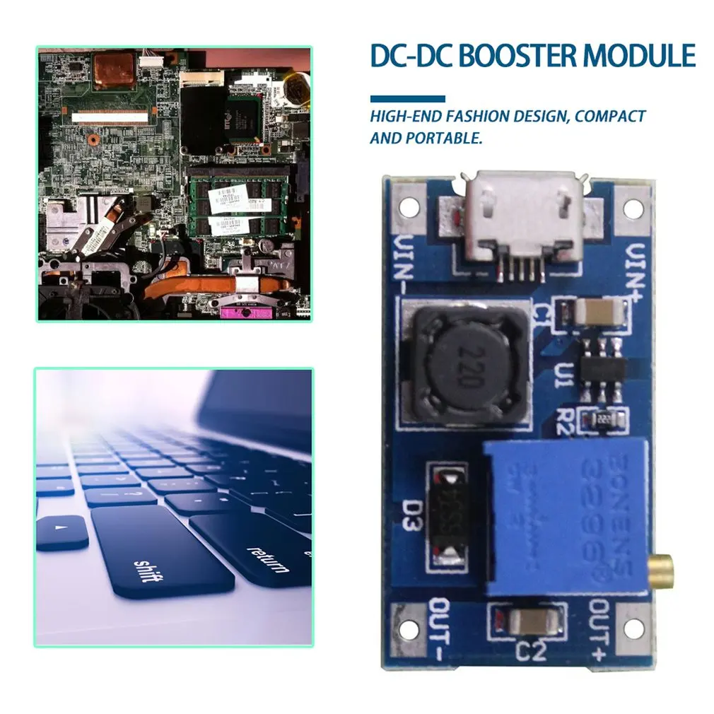 MT3608 dc-dc повышающий преобразователь усилитель питания модуль Boost повышающая плата Макс выход 28 V 2A