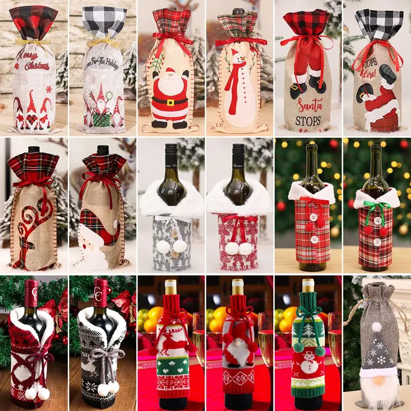 Christmas Decorations Christmas Wine Bottle Cover Merry Christmas Decorations For Home Ornament Xmas Table Decor New Year Navidad Gift