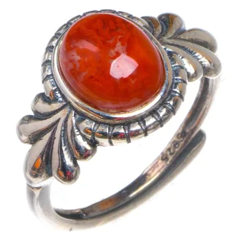

Natural Nanjiang Red Agate Opening Vintage Handmade 925 Sterling Silver Ring 6.25 D1051