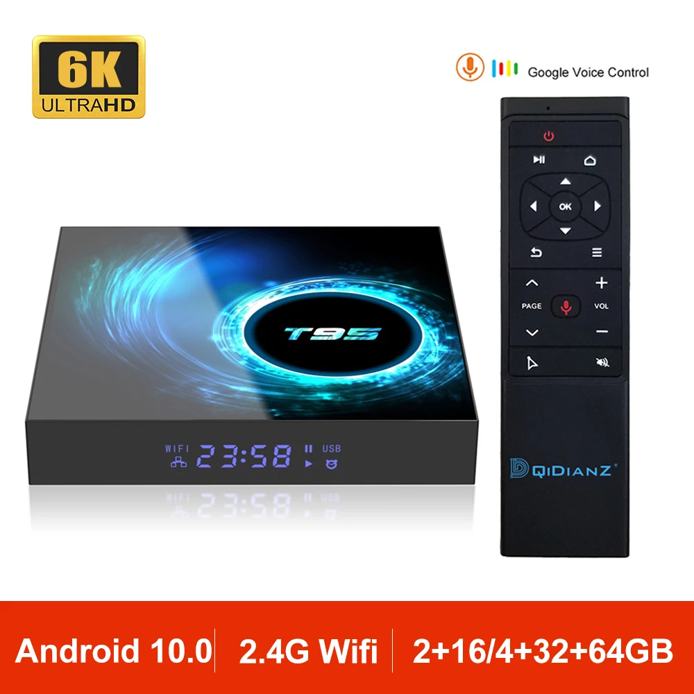 Android 10 0 T95 Смарт ТВ коробка Allwinner H616 четырехъядерный 2 4G Wifi 6K телеприставка мини