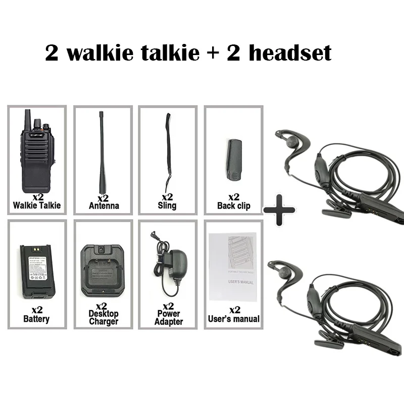 2 шт. Baofeng водонепроницаемый BF-9700 IP67 рация 7 Вт около 12 часов UHF& VHF 400-520MHz Antena Diamond Motorola радио - Цвет: add 2 headset