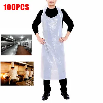 

100pcs PE Disposable Apron Lightweight Clean Home Kitchen Restaurant 80 X 125cm
