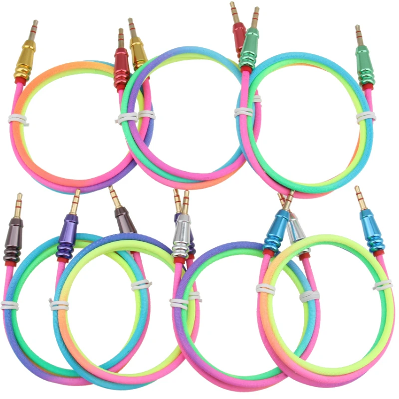 1m 3ft 3 5mm Aux Cable M M Audio Cable Line For Car iPhone MP3 MP4 Headphone Speaker Color Gold Plated Plug 100pcs