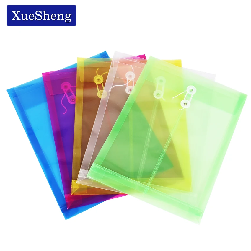 

Office A4 File Bag Transparent Colorful Plastic Thicken Button Closure Folder Filing Products Office School Supplies 1PC