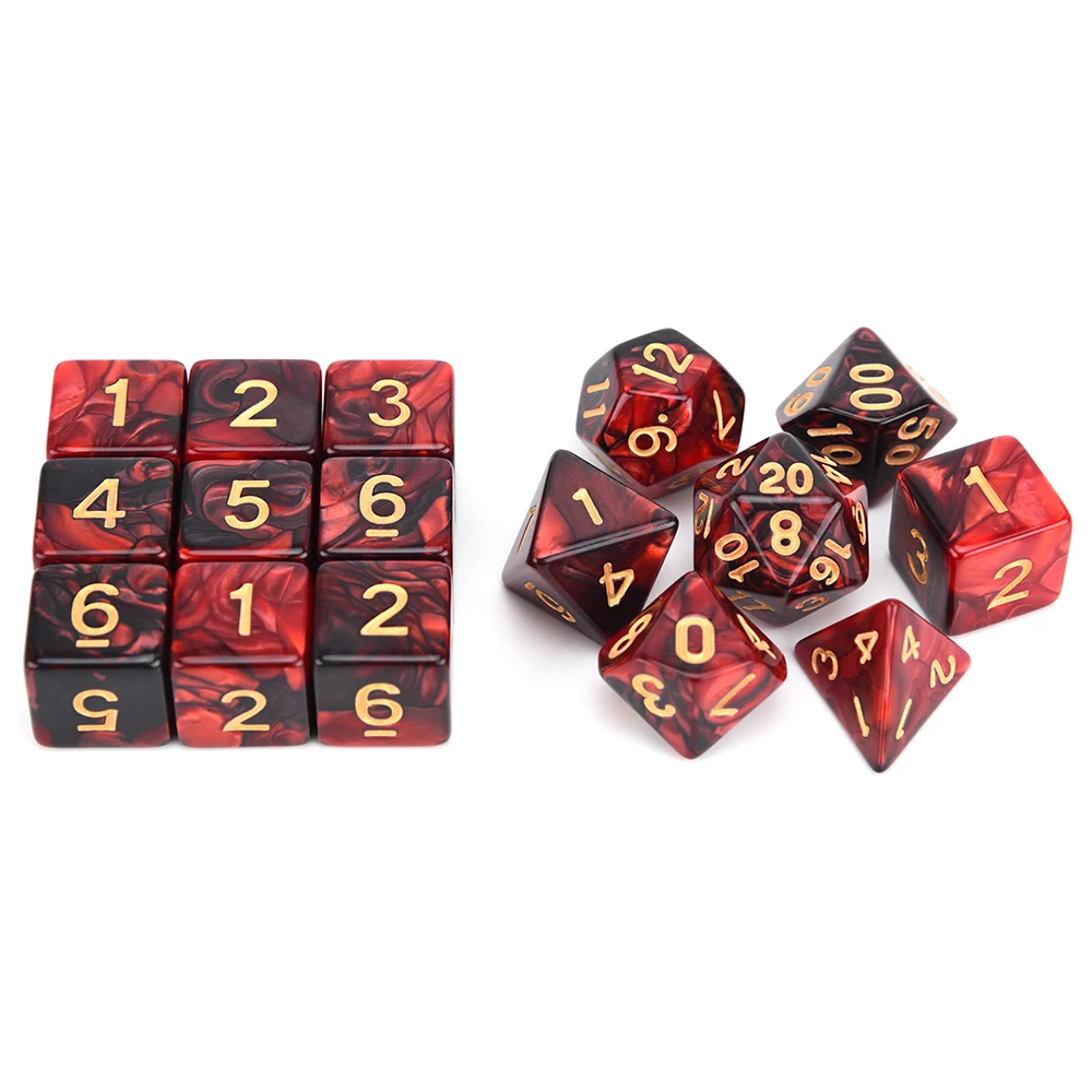 Game Dice Set Polyhedral Roleplay Red+Black Accessories Durable Useful 
