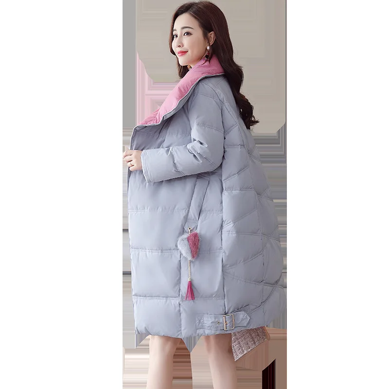 

2018 Winter New Style Slim Fit Mid-length Fashion Simple Pocket Solid Color Cotton Coat Cotton Overcoat