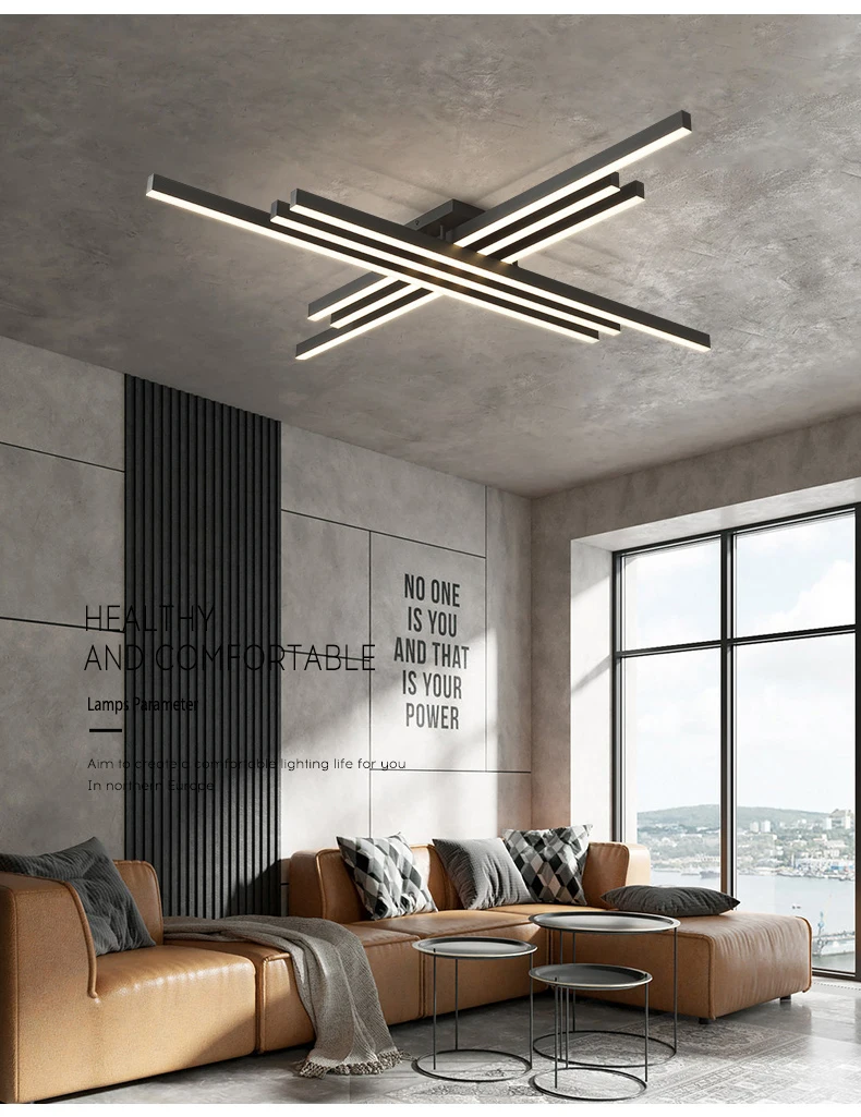 Modern Nordic LED chandelier with remote control LED ceiling chandelier living room dining room kitchen bedroom black light modern ceiling lights