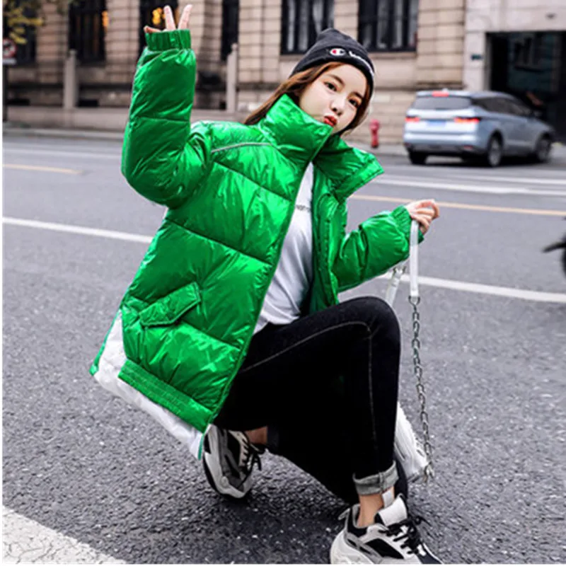 Пуховик, хлопковое пальто, куртка, Женская парка, яркие цвета,, зимняя короткая, маленькая, с хлопковой подкладкой, женская верхняя одежда