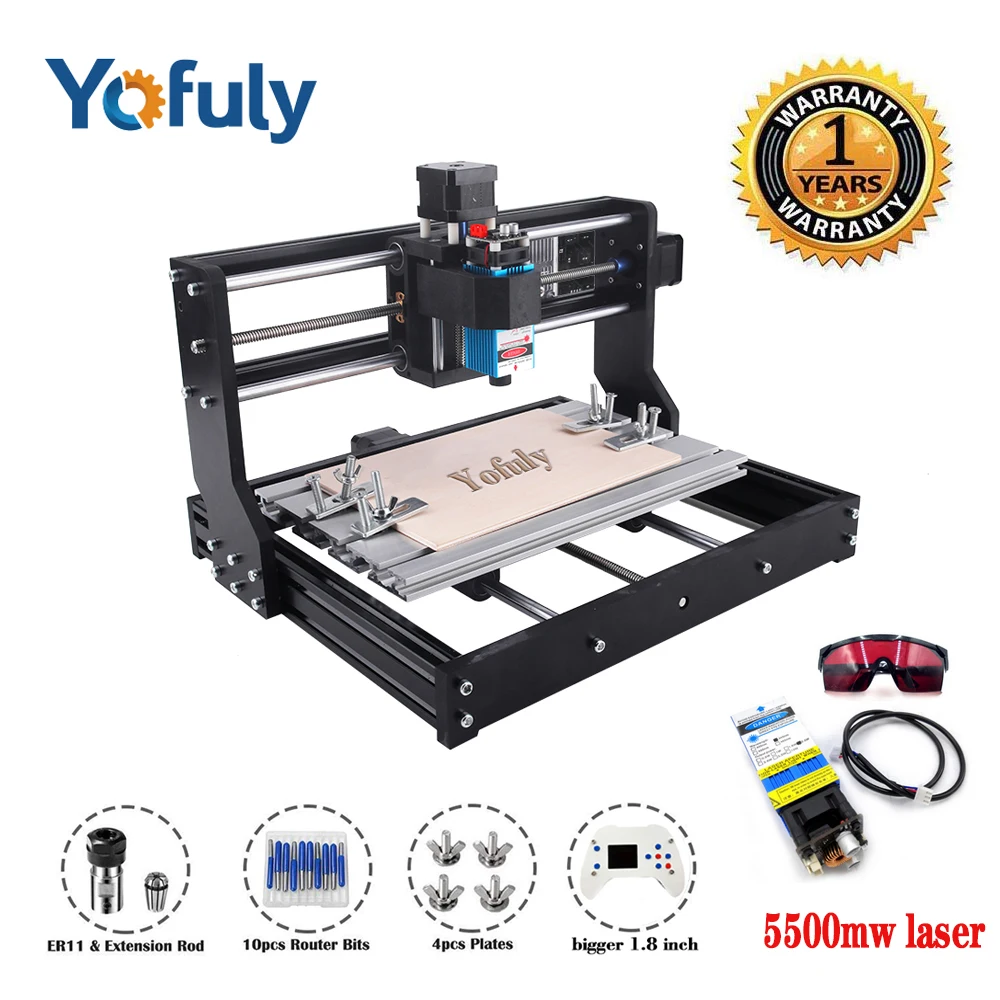 CNC 3018 Pro лазерный гравер древесины маршрутизатор DIY ЧПУ гравировальный станок, Pcb фрезерный станок, GRBL контроль+ Автономный, жажда на металле - Цвет: 5500mw laser
