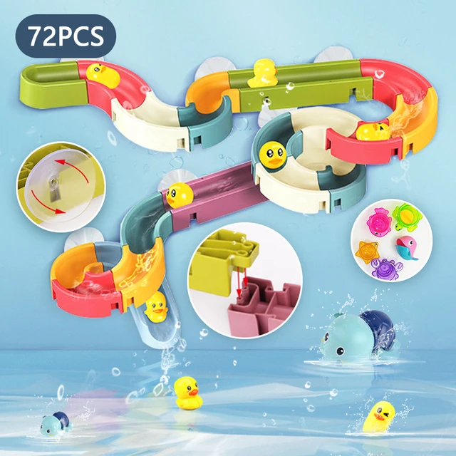 Baby Bath Toys DIY Slide Race Run Assembling Track Bathroom Bathtub Shower Kids Play Water Games Toy Set For Children 1