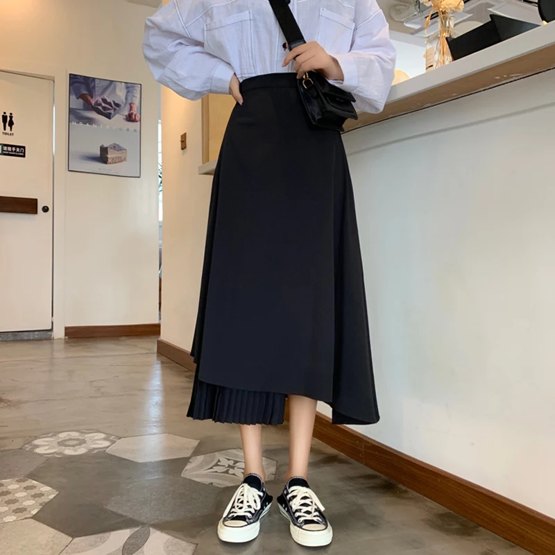 casual faldas mujer moda black spring autumn Harajuku fashion brandstyle long High waist skirts Women's Clothing skirts new