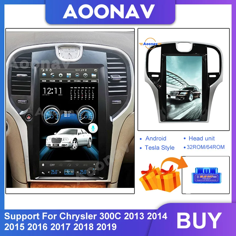 

AOONAV 13.3 inch Tesla style Android 9.0 Car Multimedia Player for-chrysler 300C 2013-2019 GPS Audio Radio stereo