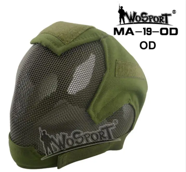 OD Wosport шлем крышка Открытый страйкбол capacete шлем мульти Мужская универсальная маска Военные Аксессуары стальные маски полное лицо маски - Цвет: OD