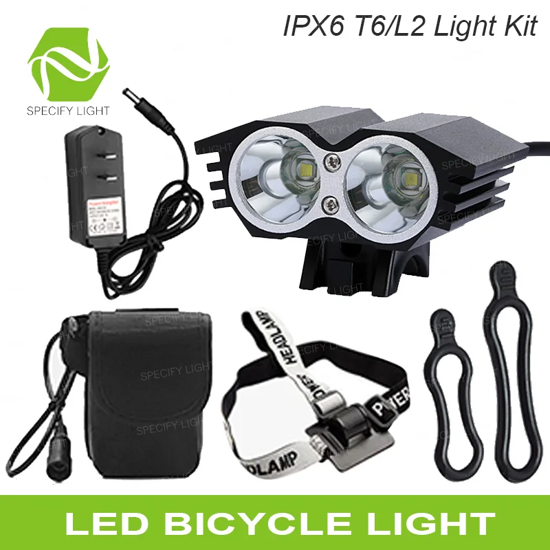 

Bicycle Light T6 L2 IPX5 Waterproof LED Head Light Lamp Bike Light USB DC Head Light with 8800mAh 15000mAh 25000mAh Battery Pack