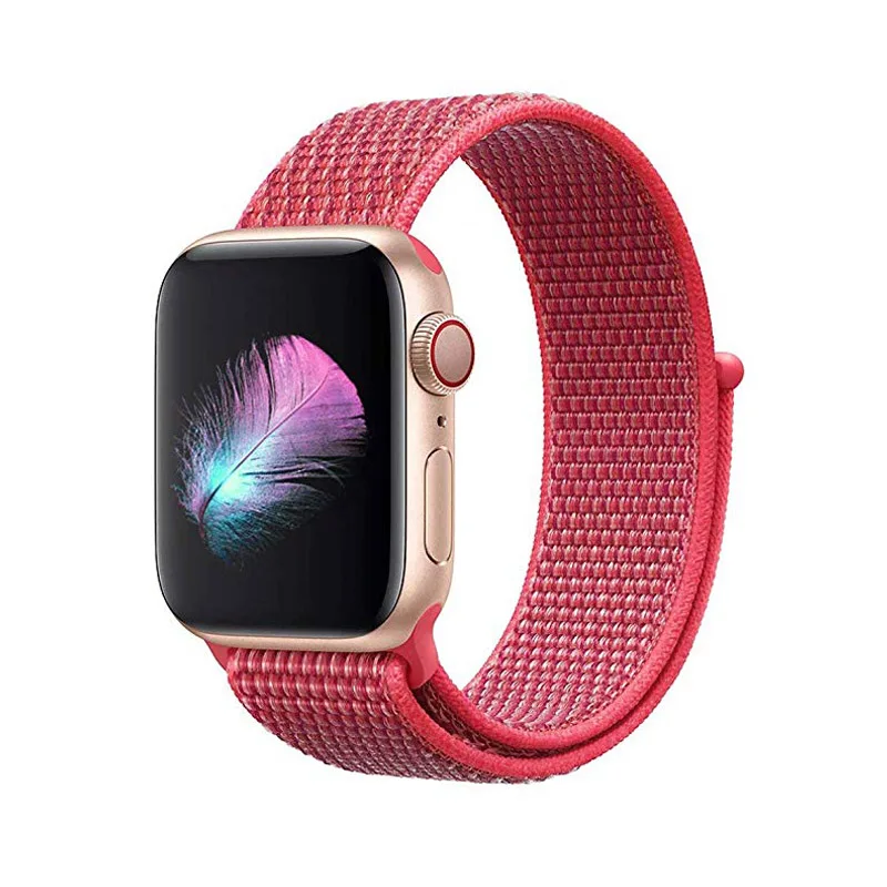 Мягкий дышащий нейлоновый спортивный бесшовный ремешок для Apple Watch 42/38/44/40 мм плетеный браслет для наручных часов iWatch серии 4/3/2/1 группа аксессуар - Цвет ремешка: Hot pink