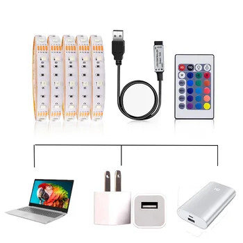 

SMD 3528 LED Ribbon White/Warm White/RGB TV Background Lighting Decoration USB LED TV Strip Light Flexible Adhesive Rope