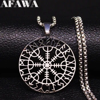

Viking Amulet Necklace Fashion Necklaces Women Silver Color Stainless Steel Statement Necklace Jewelry collier femme N3073S01