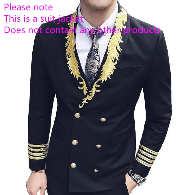 black Blazer 1pcs Роскошный Модный высококачественный мужской костюм с вышивкой в стиле барокко, тонкая мужская Клубная одежда, модная дизайнерская мужская свадебная одежда(пиджак+ брюки - Цвет: black Blazer 1pcs